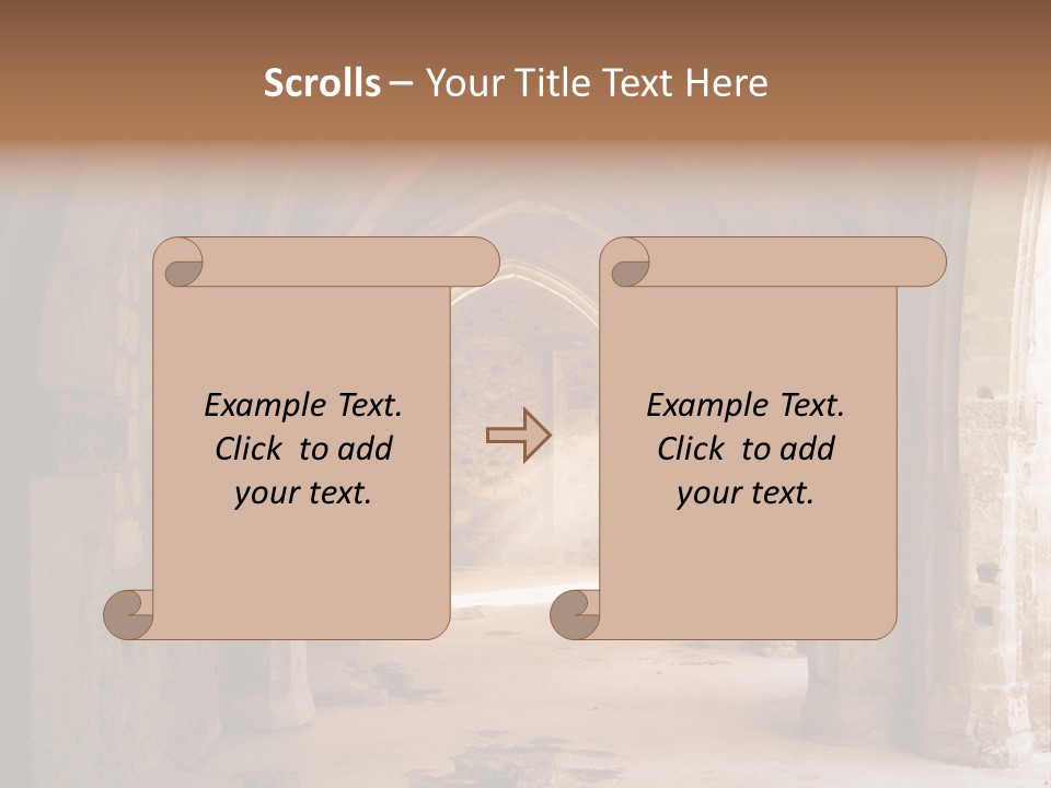 A Mystical View Of The Interior Of A Ruined Church PowerPoint Template
