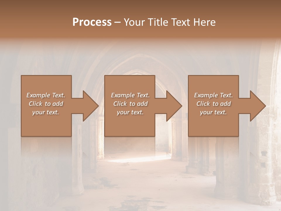 A Mystical View Of The Interior Of A Ruined Church PowerPoint Template