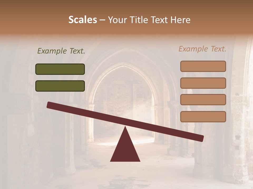 A Mystical View Of The Interior Of A Ruined Church PowerPoint Template
