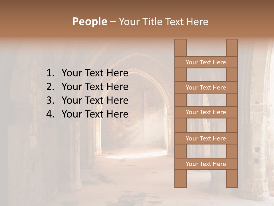 A Mystical View Of The Interior Of A Ruined Church PowerPoint Template