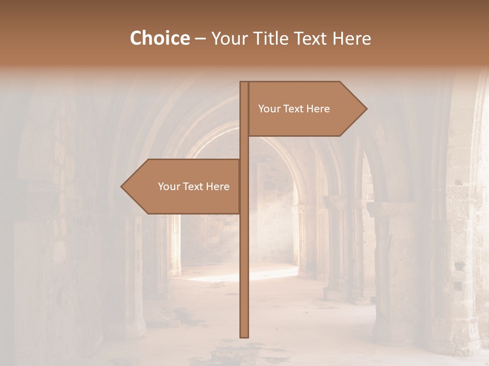 A Mystical View Of The Interior Of A Ruined Church PowerPoint Template
