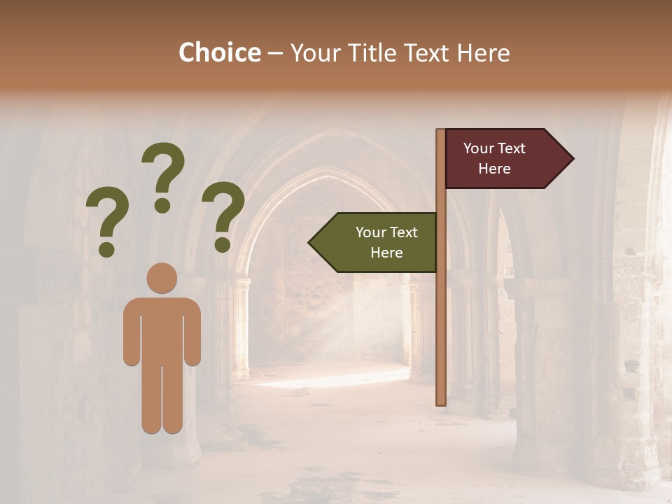 A Mystical View Of The Interior Of A Ruined Church PowerPoint Template