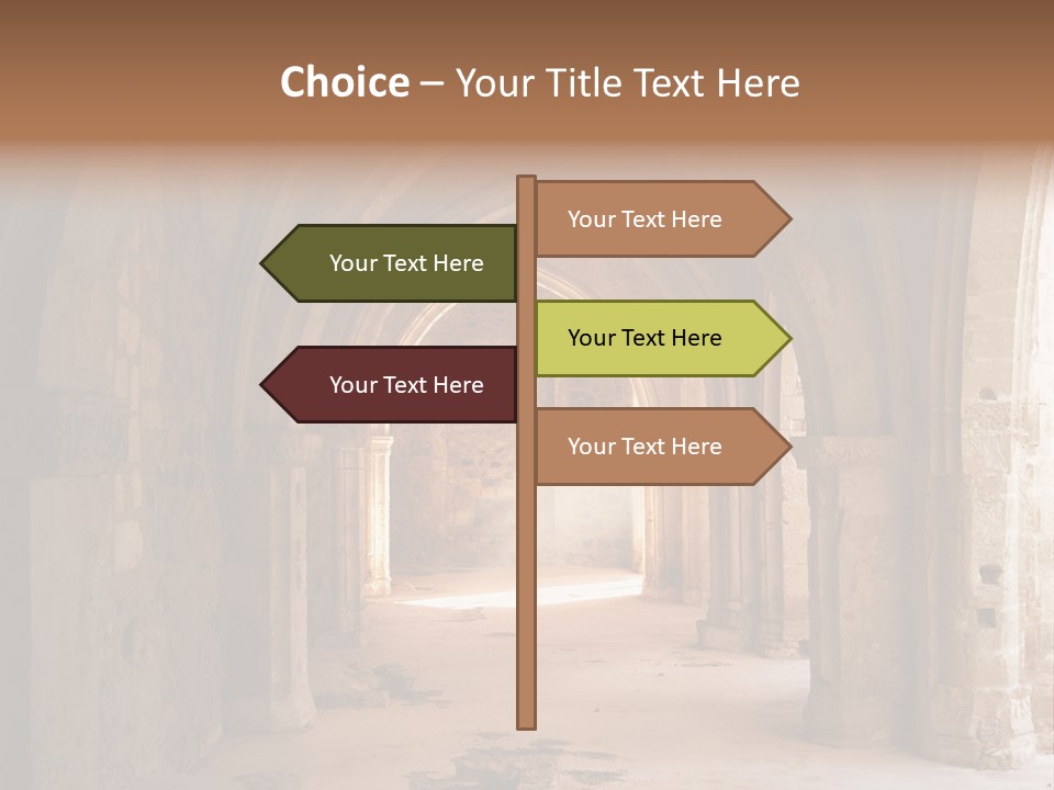 A Mystical View Of The Interior Of A Ruined Church PowerPoint Template