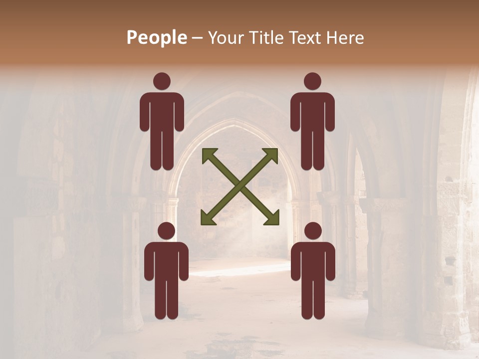 A Mystical View Of The Interior Of A Ruined Church PowerPoint Template