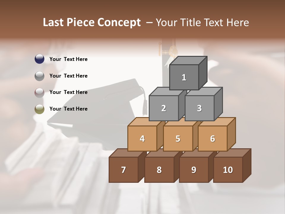 Hand Opening The Book Pile And The Graduation Accessories In The Center As Main Focus. PowerPoint Template