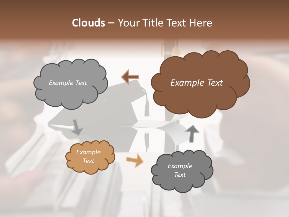 Hand Opening The Book Pile And The Graduation Accessories In The Center As Main Focus. PowerPoint Template