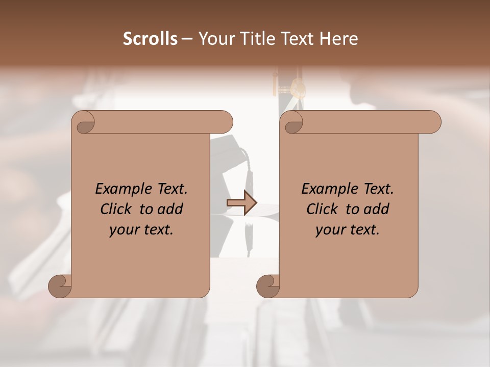 Hand Opening The Book Pile And The Graduation Accessories In The Center As Main Focus. PowerPoint Template