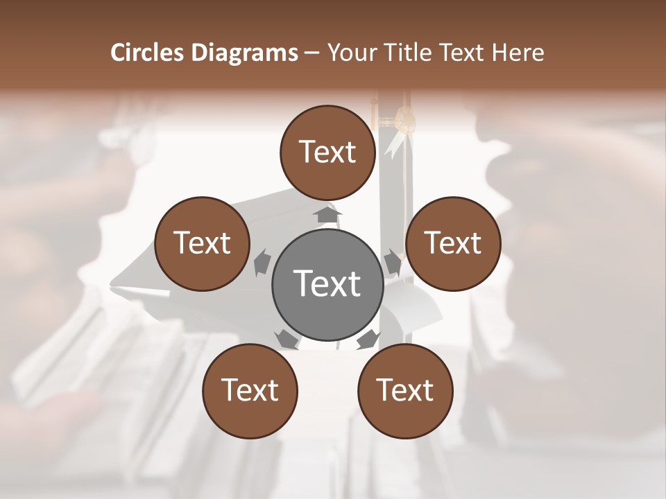 Hand Opening The Book Pile And The Graduation Accessories In The Center As Main Focus. PowerPoint Template
