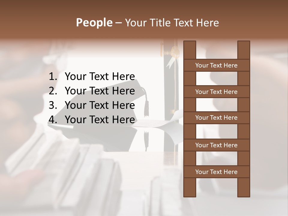 Hand Opening The Book Pile And The Graduation Accessories In The Center As Main Focus. PowerPoint Template