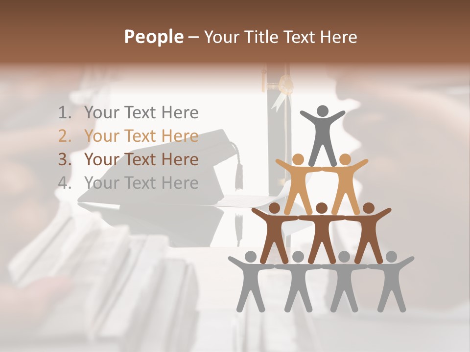 Hand Opening The Book Pile And The Graduation Accessories In The Center As Main Focus. PowerPoint Template