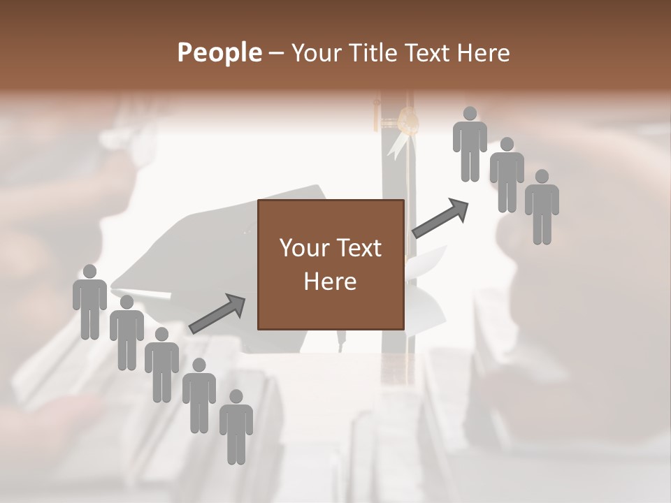 Hand Opening The Book Pile And The Graduation Accessories In The Center As Main Focus. PowerPoint Template