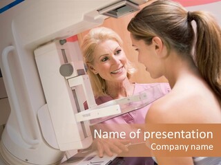 Nurse Assisting Patient Undergoing Mammogram PowerPoint Template