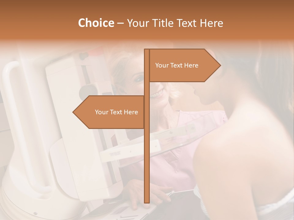 Nurse Assisting Patient Undergoing Mammogram PowerPoint Template