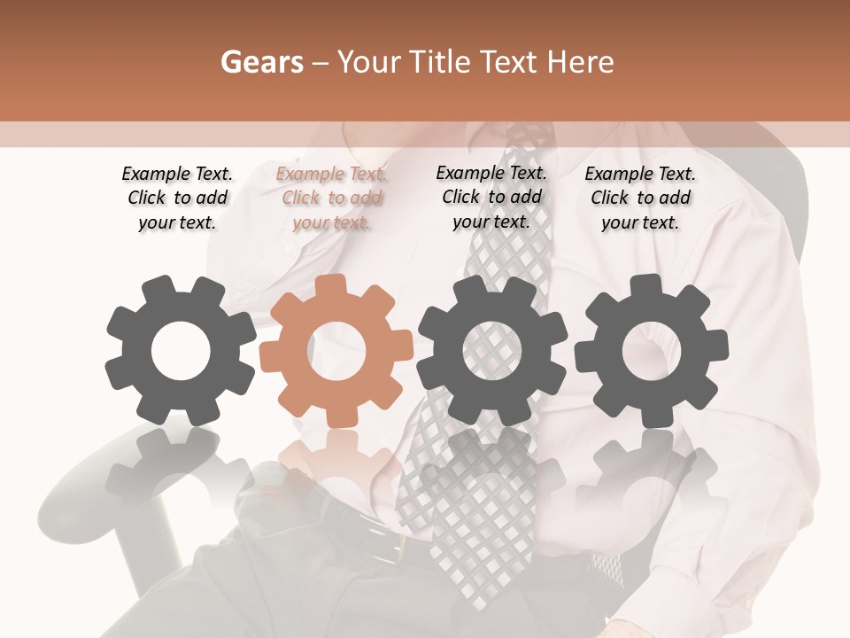 Businessman Yawns In His Comfortable Ergonomic Office Chair. Isolated On White. PowerPoint Template