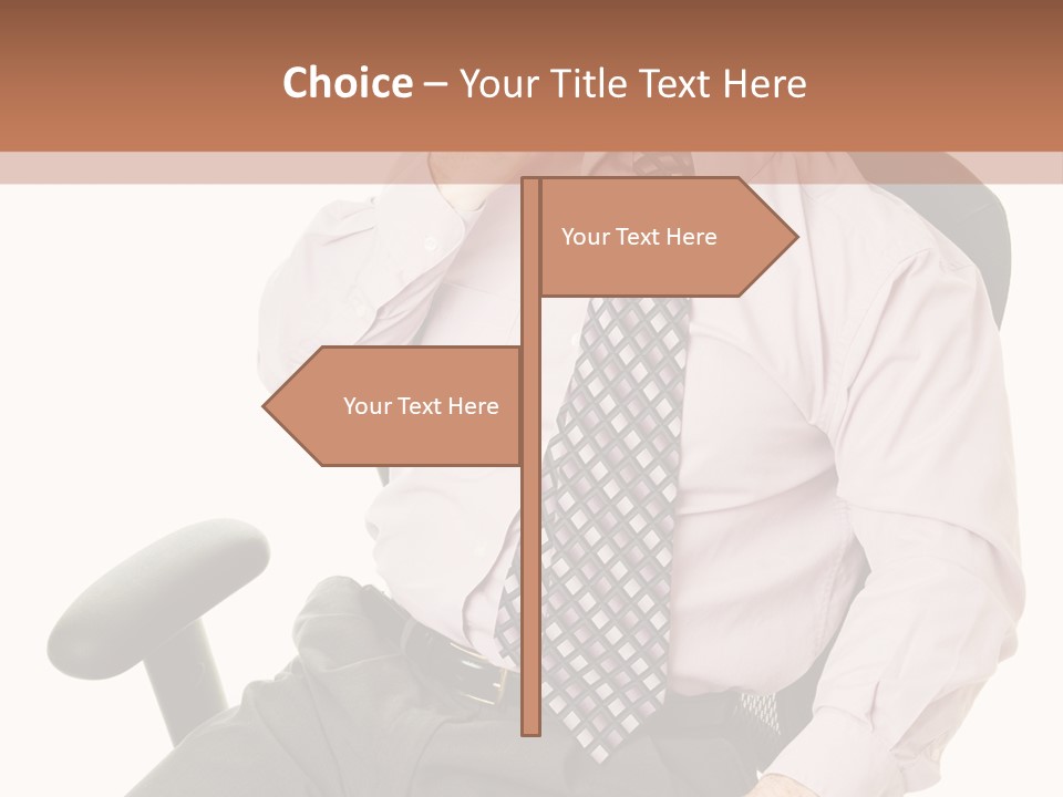 Businessman Yawns In His Comfortable Ergonomic Office Chair. Isolated On White. PowerPoint Template