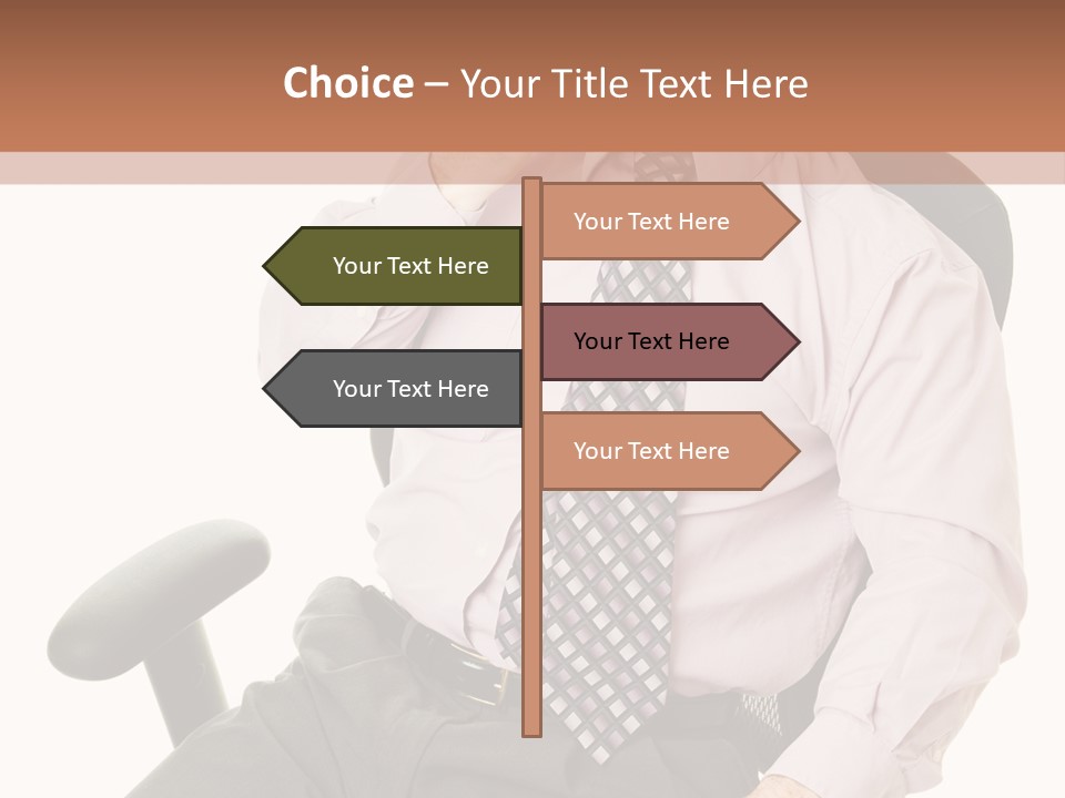 Businessman Yawns In His Comfortable Ergonomic Office Chair. Isolated On White. PowerPoint Template