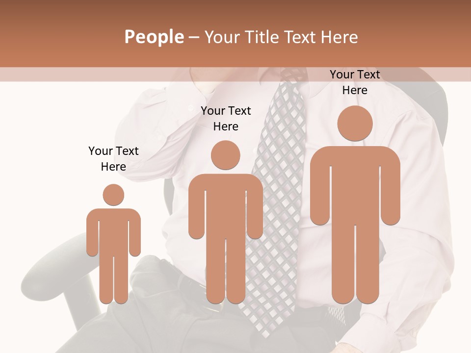 Businessman Yawns In His Comfortable Ergonomic Office Chair. Isolated On White. PowerPoint Template