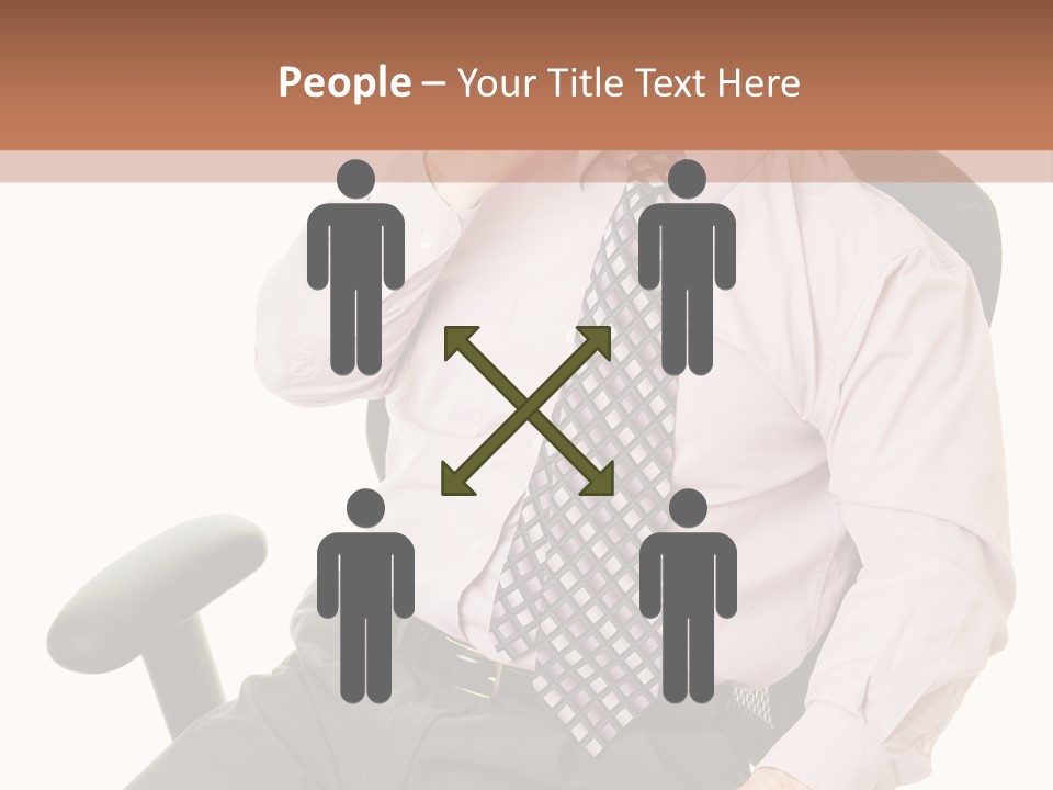 Businessman Yawns In His Comfortable Ergonomic Office Chair. Isolated On White. PowerPoint Template