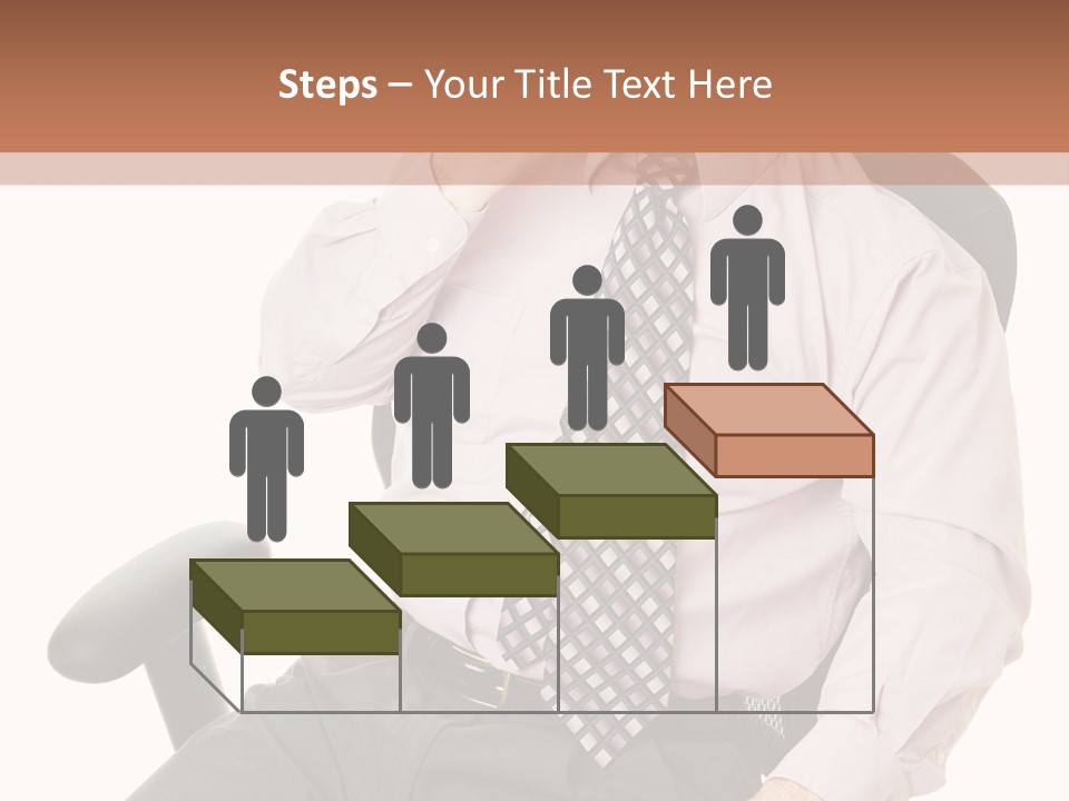 Businessman Yawns In His Comfortable Ergonomic Office Chair. Isolated On White. PowerPoint Template