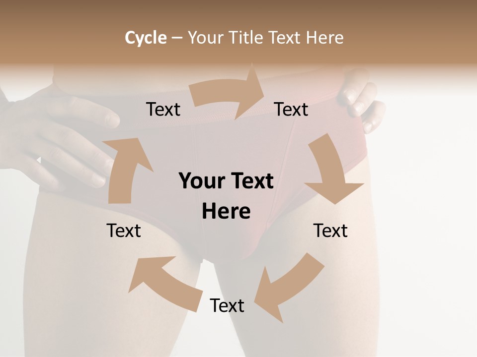 Fragment Of Attractive Male Body With Red Underwear Close-Up On Neutral Background PowerPoint Template