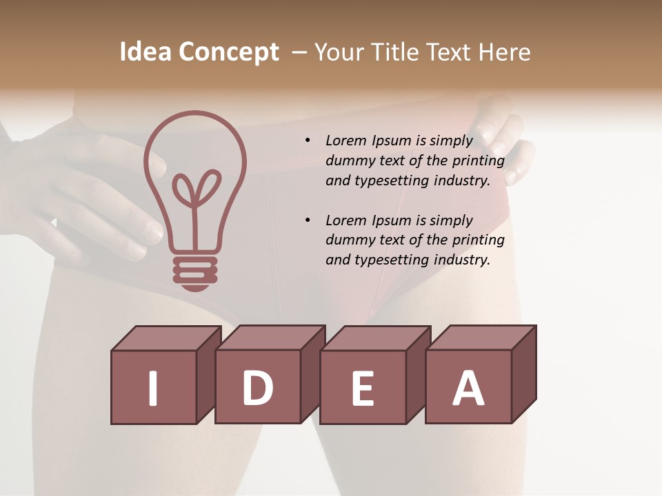 Fragment Of Attractive Male Body With Red Underwear Close-Up On Neutral Background PowerPoint Template