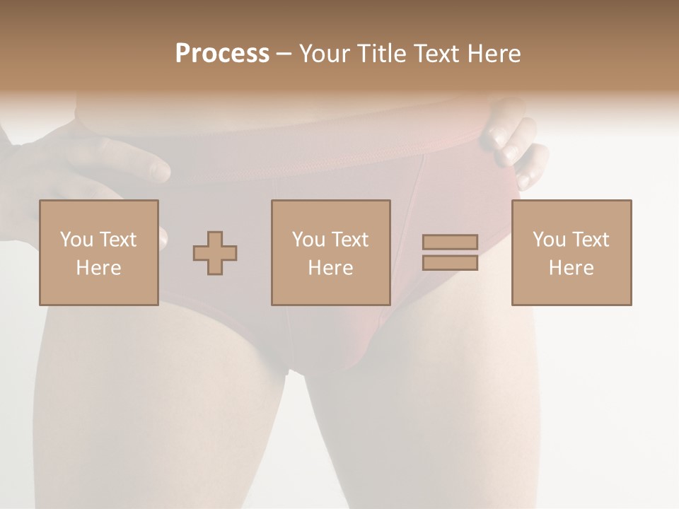 Fragment Of Attractive Male Body With Red Underwear Close-Up On Neutral Background PowerPoint Template