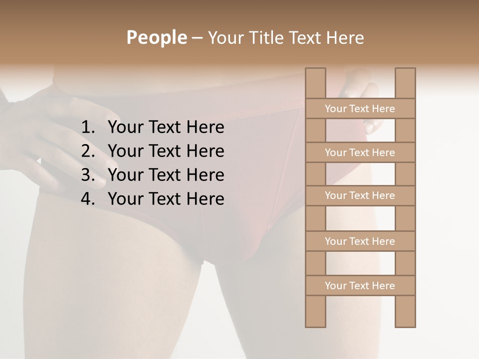 Fragment Of Attractive Male Body With Red Underwear Close-Up On Neutral Background PowerPoint Template