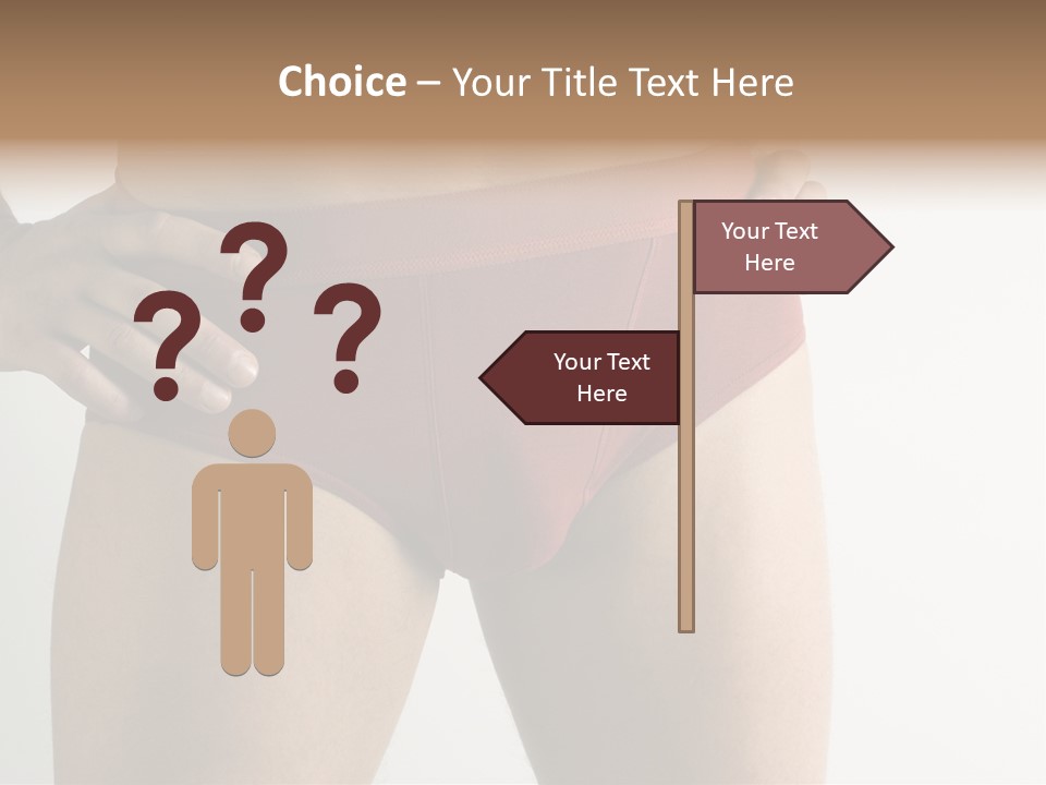 Fragment Of Attractive Male Body With Red Underwear Close-Up On Neutral Background PowerPoint Template