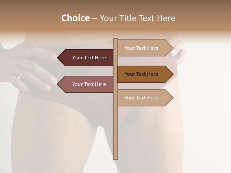 Fragment Of Attractive Male Body With Red Underwear Close-Up On Neutral Background PowerPoint Template