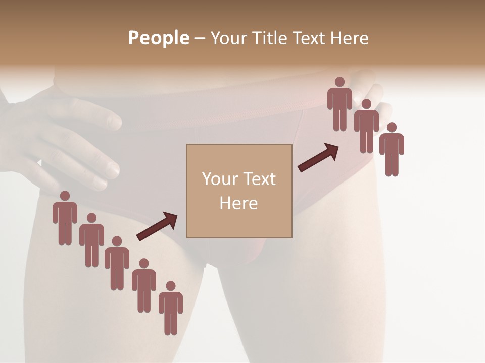 Fragment Of Attractive Male Body With Red Underwear Close-Up On Neutral Background PowerPoint Template