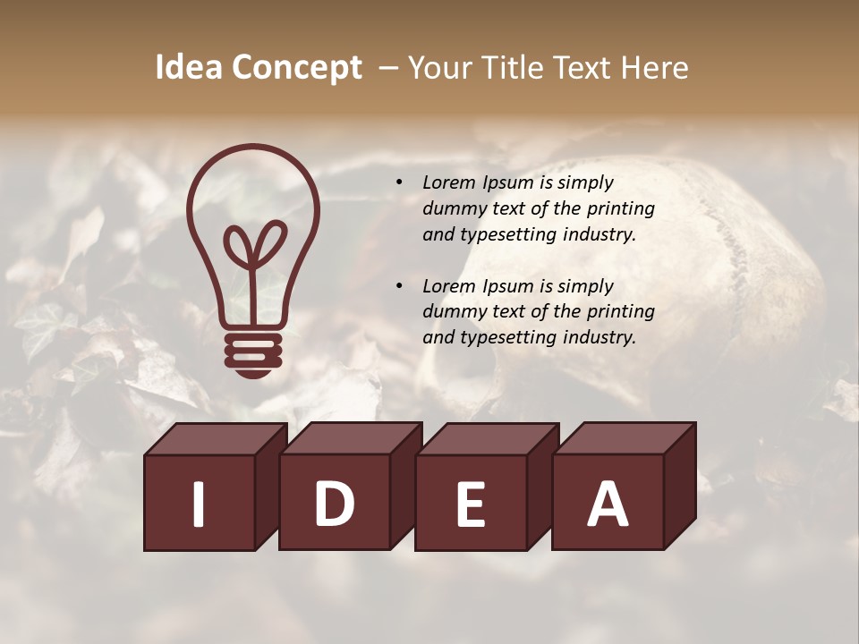 A Skull Laying In The Brush In A Forest. PowerPoint Template