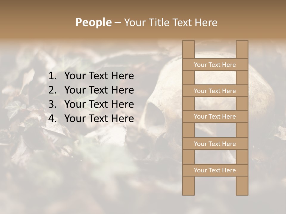 A Skull Laying In The Brush In A Forest. PowerPoint Template