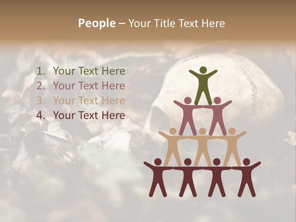 A Skull Laying In The Brush In A Forest. PowerPoint Template