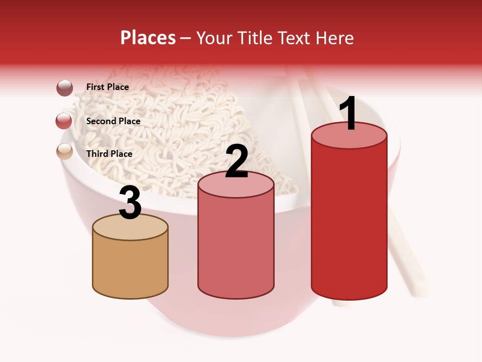 Red Bowl Of Instant Noodles, With Chopsticks. PowerPoint Template