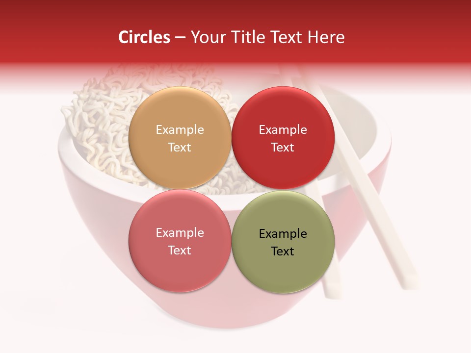 Red Bowl Of Instant Noodles, With Chopsticks. PowerPoint Template