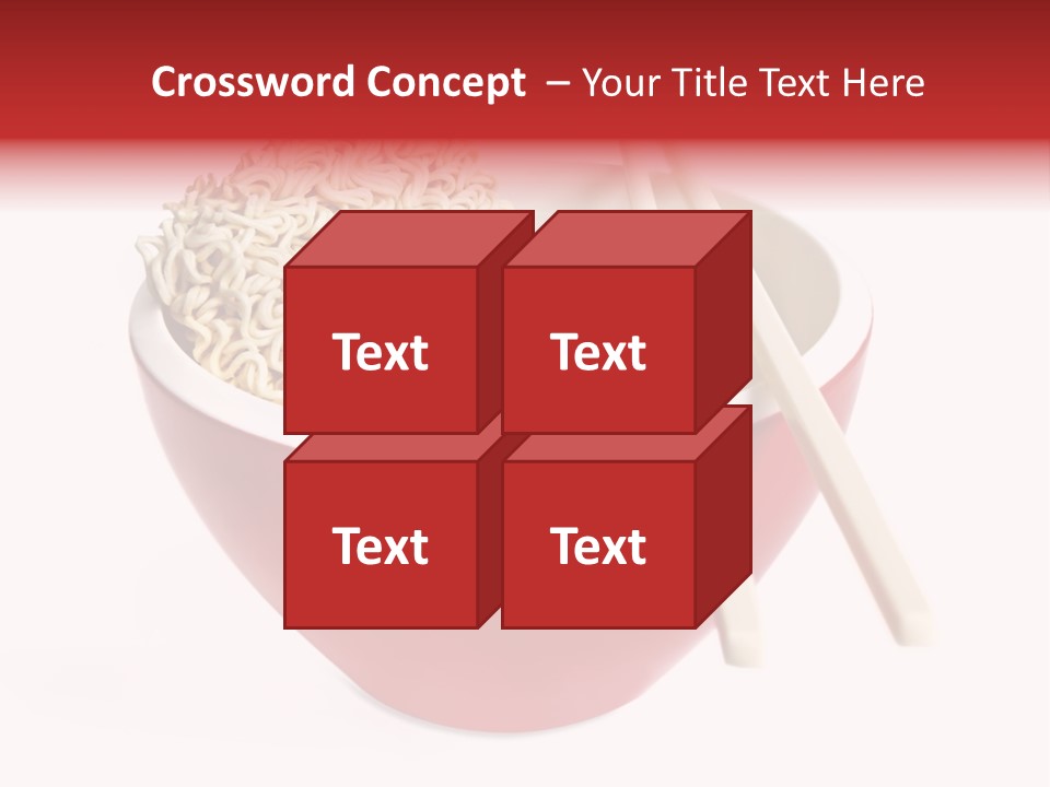 Red Bowl Of Instant Noodles, With Chopsticks. PowerPoint Template