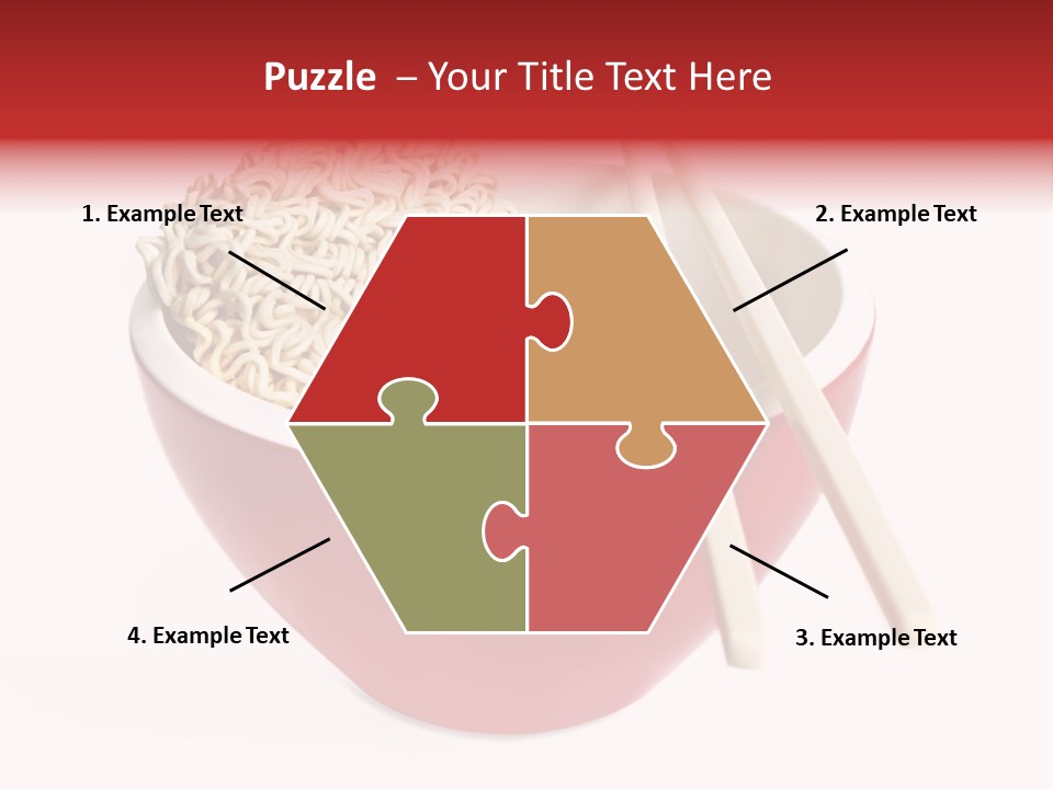 Red Bowl Of Instant Noodles, With Chopsticks. PowerPoint Template
