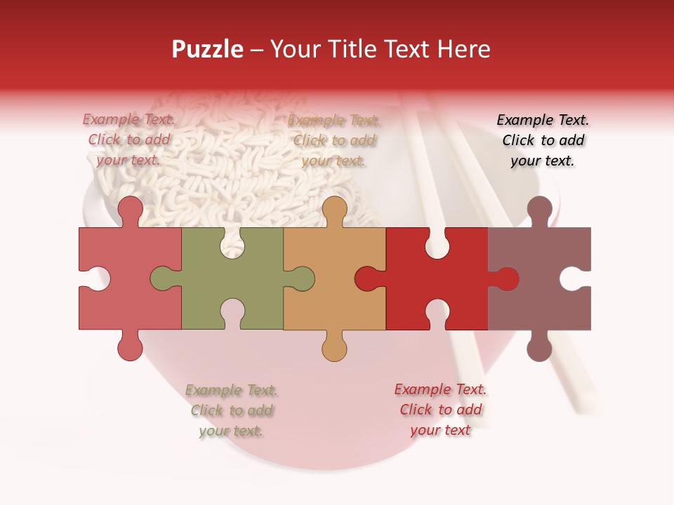 Red Bowl Of Instant Noodles, With Chopsticks. PowerPoint Template