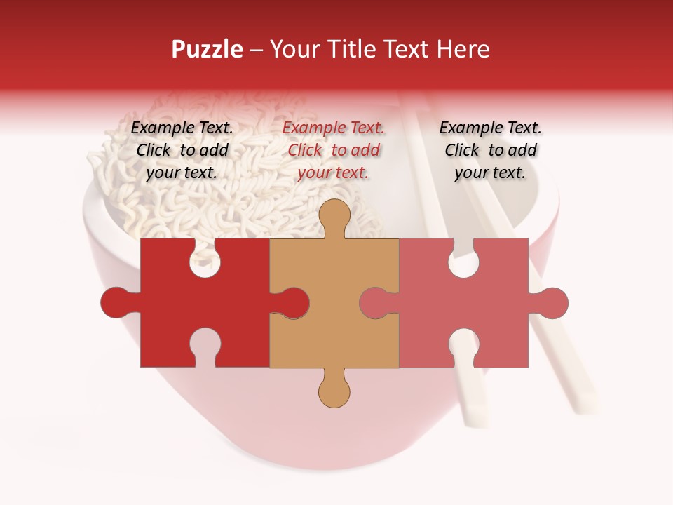 Red Bowl Of Instant Noodles, With Chopsticks. PowerPoint Template