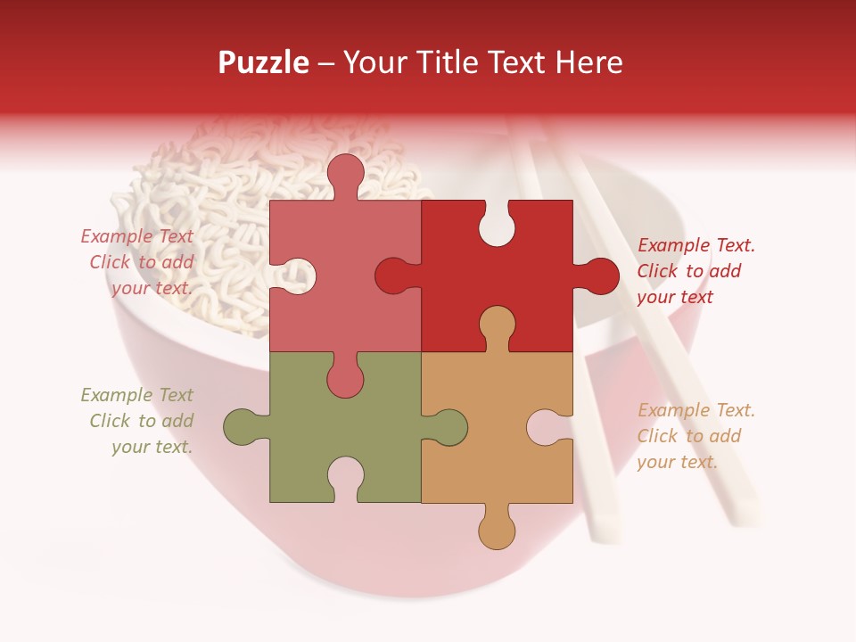 Red Bowl Of Instant Noodles, With Chopsticks. PowerPoint Template