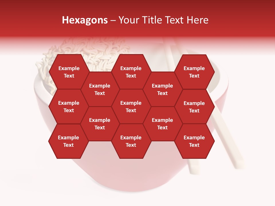 Red Bowl Of Instant Noodles, With Chopsticks. PowerPoint Template