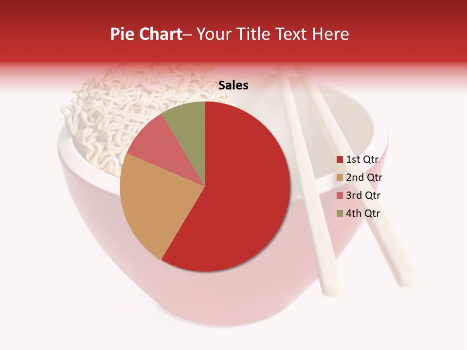 Red Bowl Of Instant Noodles, With Chopsticks. PowerPoint Template