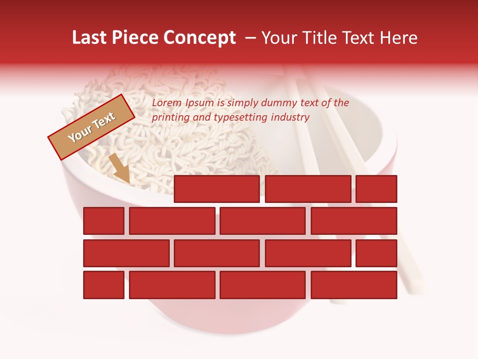 Red Bowl Of Instant Noodles, With Chopsticks. PowerPoint Template