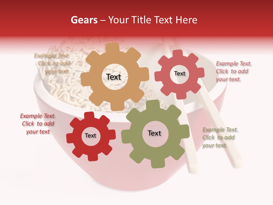 Red Bowl Of Instant Noodles, With Chopsticks. PowerPoint Template
