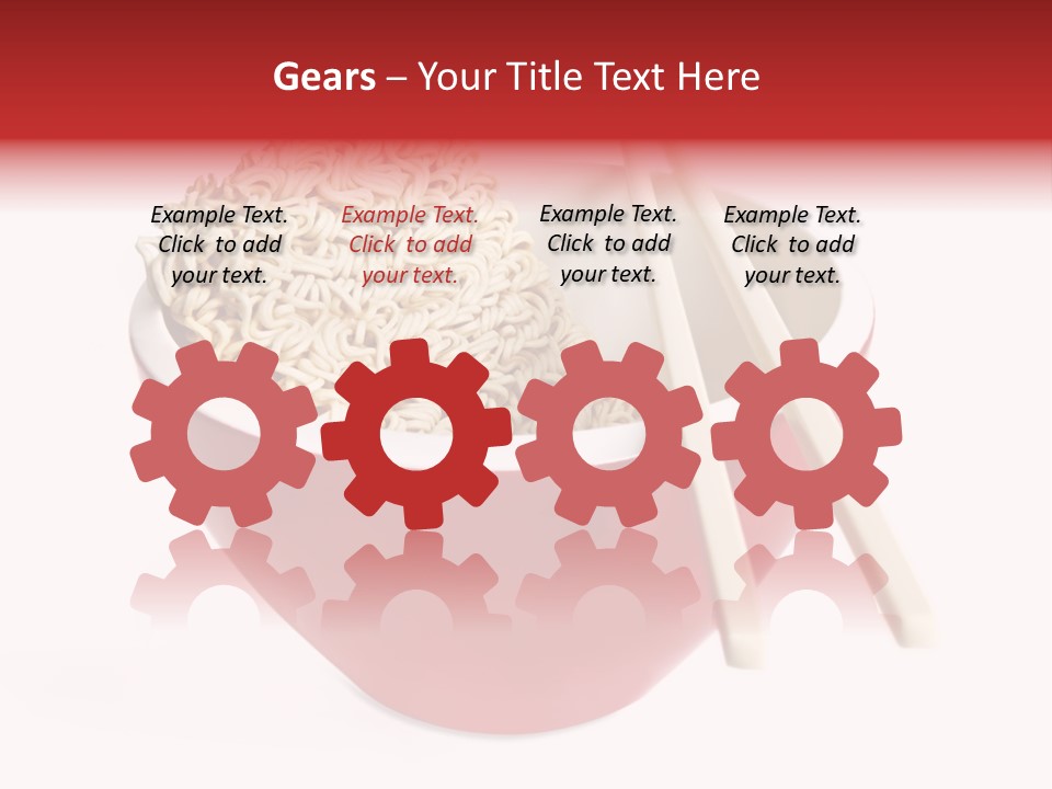 Red Bowl Of Instant Noodles, With Chopsticks. PowerPoint Template