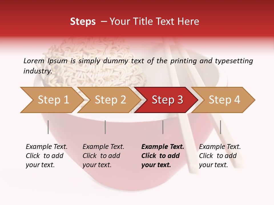 Red Bowl Of Instant Noodles, With Chopsticks. PowerPoint Template