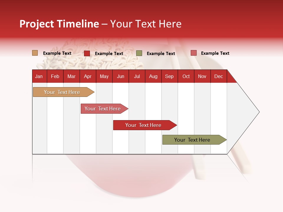 Red Bowl Of Instant Noodles, With Chopsticks. PowerPoint Template