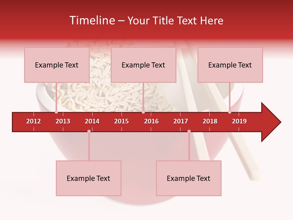 Red Bowl Of Instant Noodles, With Chopsticks. PowerPoint Template