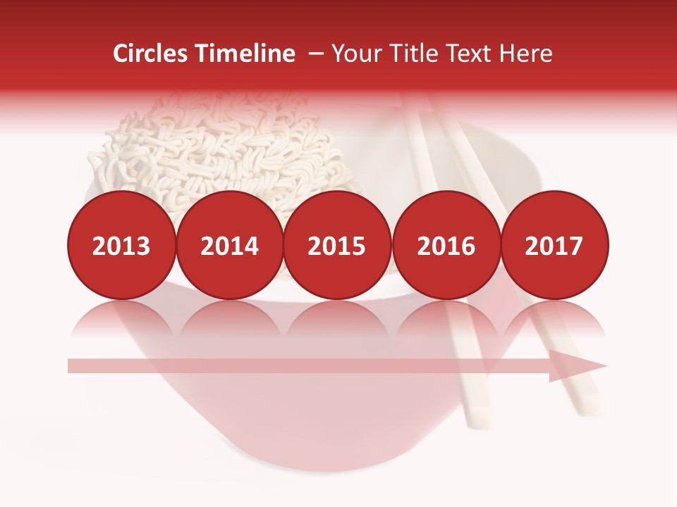 Red Bowl Of Instant Noodles, With Chopsticks. PowerPoint Template