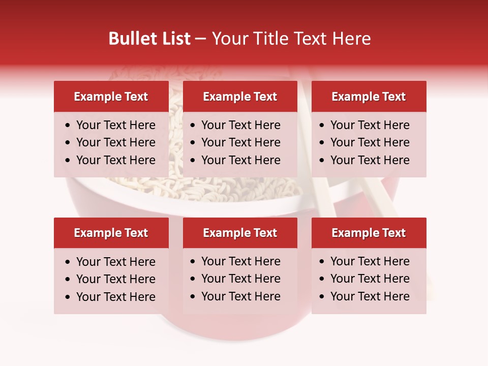 Red Bowl Of Instant Noodles, With Chopsticks. PowerPoint Template